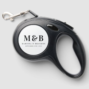 Personalized Couple Wedding Monogram Initials Retractable Pet Leash