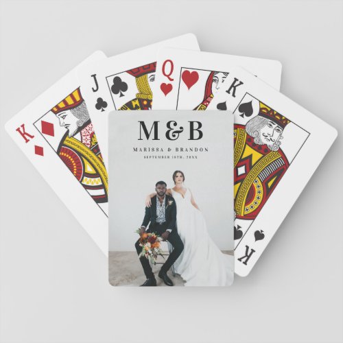 Personalized Couple Wedding Monogram Photo Poker Cards