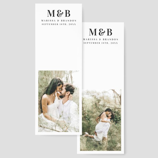Personalized Couple Wedding Monogram Photos Bookmarks (Front & Back)
