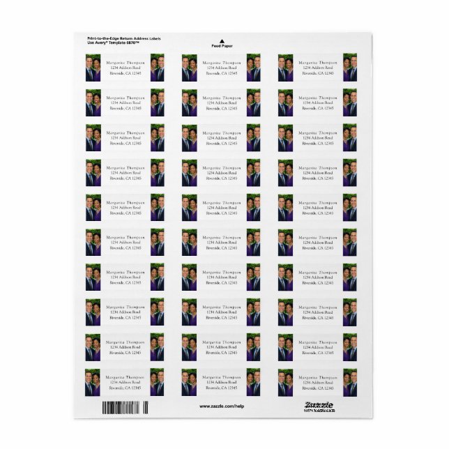 Personalized Couple White Return Address Labels (Full Sheet)