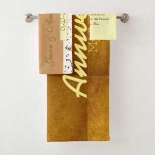 Personalized Couples 1st Wedding Anniversary Bath Towel Set