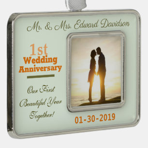 Personalized Couples 1st Wedding Anniversary Christmas Ornament