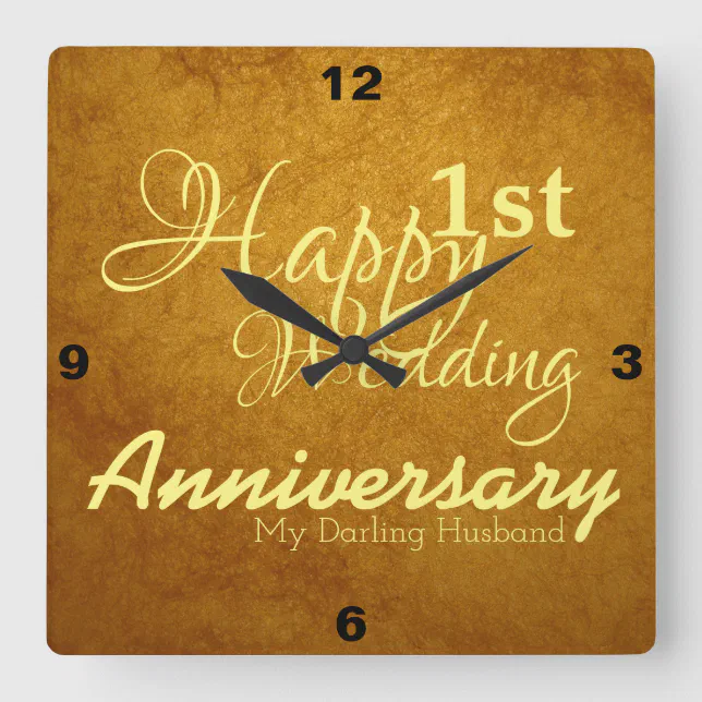 Personalized Couples 1st Wedding Anniversary Square Wall Clock Zazzle