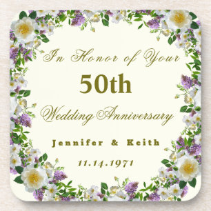 Personalized Couples 50th Wedding Anniversary  Beverage Coaster