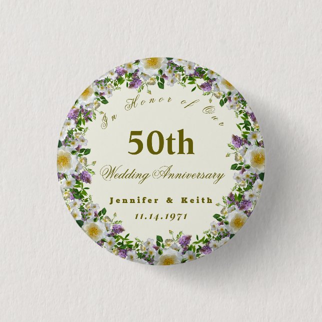 Personalized Couples 50th Wedding Anniversary      Button (Front)