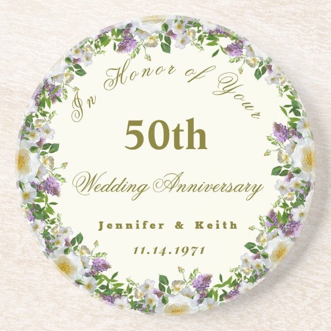 Personalized Couples 50th Wedding Anniversary  Coaster (Front)