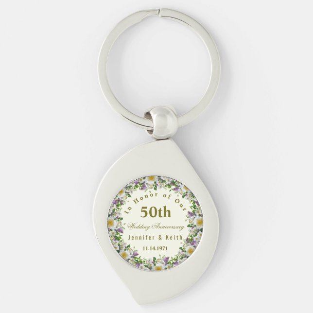 Personalized Couples 50th Wedding Anniversary    Keychain (Front)