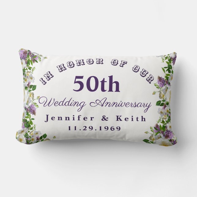 Personalized Couples 50th Wedding Anniversary Lumbar Pillow (Front)