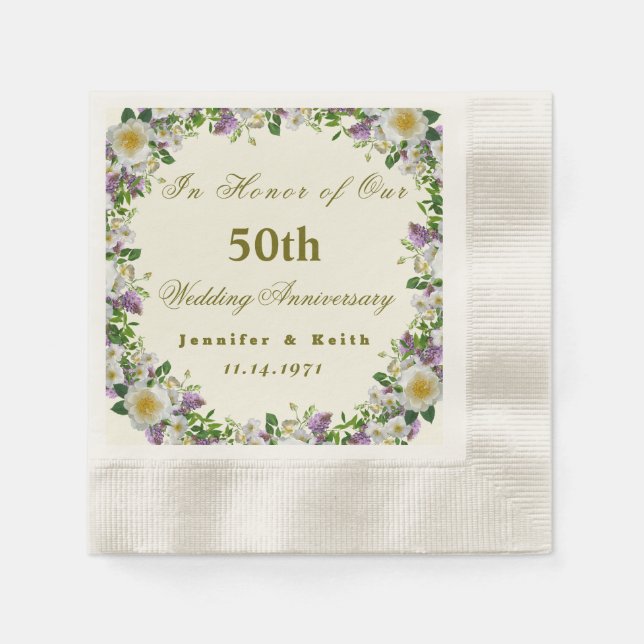 Personalized Couples 50th Wedding Anniversary      Napkins (Front)