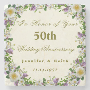 Personalized Couples 50th Wedding Anniversary Stone Coaster