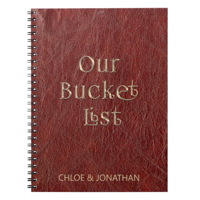 Personalized Couples Bucket List Faux Leather  Notebook (Front)