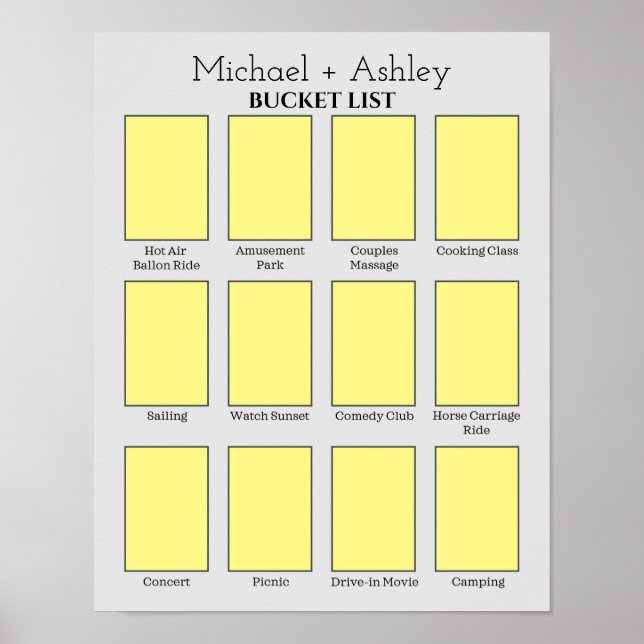 Personalized Couple's Bucket List Poster (Front)