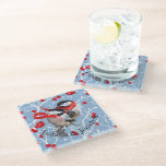 Personalized Couples Christmas / Chickadees Glass Coaster
