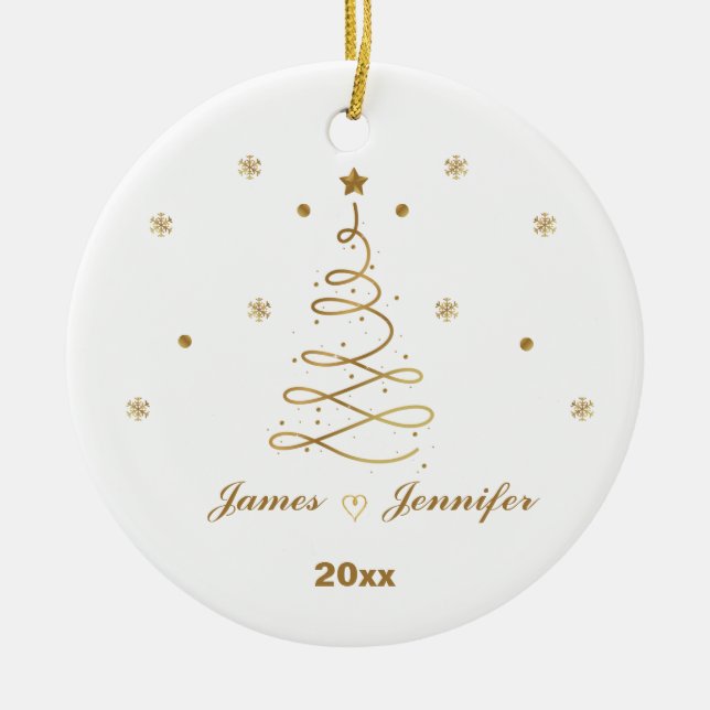 Personalized Couples Christmas For Boyfriend Ceramic Ornament (Front)