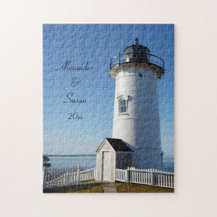 Personalized Couples Custom Nobska Lighthouse  Jigsaw Puzzle