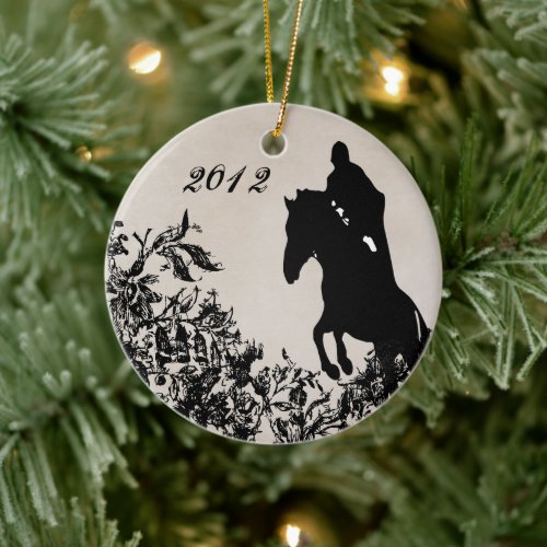 Personalized Couples Equestrian Horse Jumping Ceramic Ornament