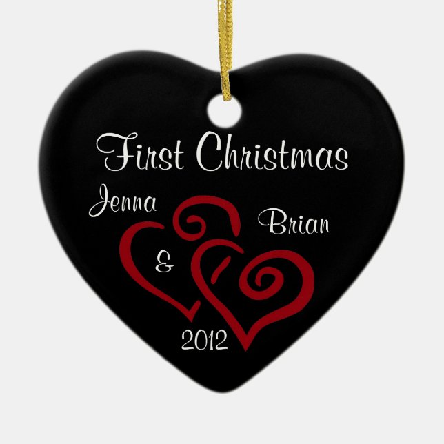 Personalized Couple's First Christmas Ornament (Front)