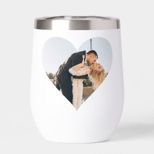 Personalized Couples Heart Photo Text Wedding Thermal Wine Tumbler