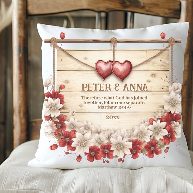 Personalized Couples Heart Throw Pillow (Creator Uploaded)
