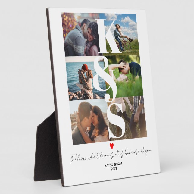 Personalized Couples Initial Photo Collage Custom Plaque (Side)