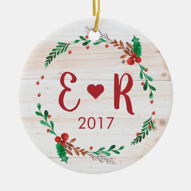 Personalized Couple's Initials Ornament (Front)