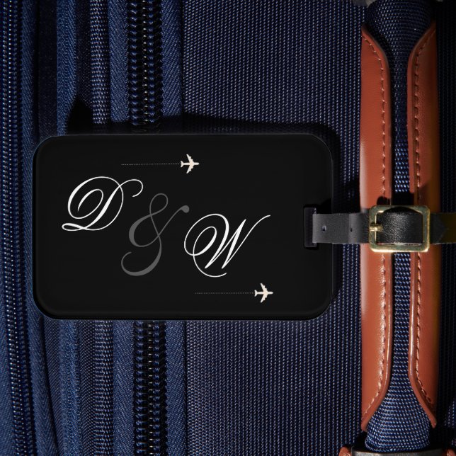 Personalized couple's initials travel luggage tag (Front Insitu 4)