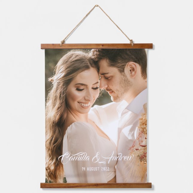 Personalized Couples Love Photo And Typography  Hanging Tapestry (Front)