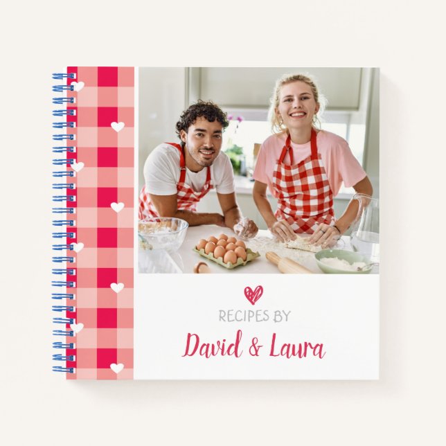 Personalized Couple's Memory Cookbook (Add Photo) Notebook (Front)