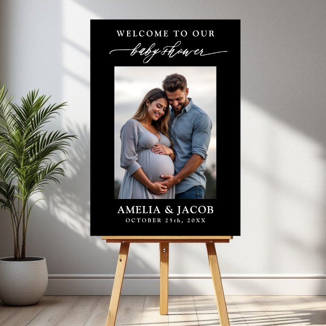 Personalized Couples Minimalist Photo Baby Shower Foam Board (Creator Uploaded)