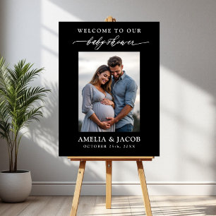 Personalized Couples Minimalist Photo Baby Shower Foam Board
