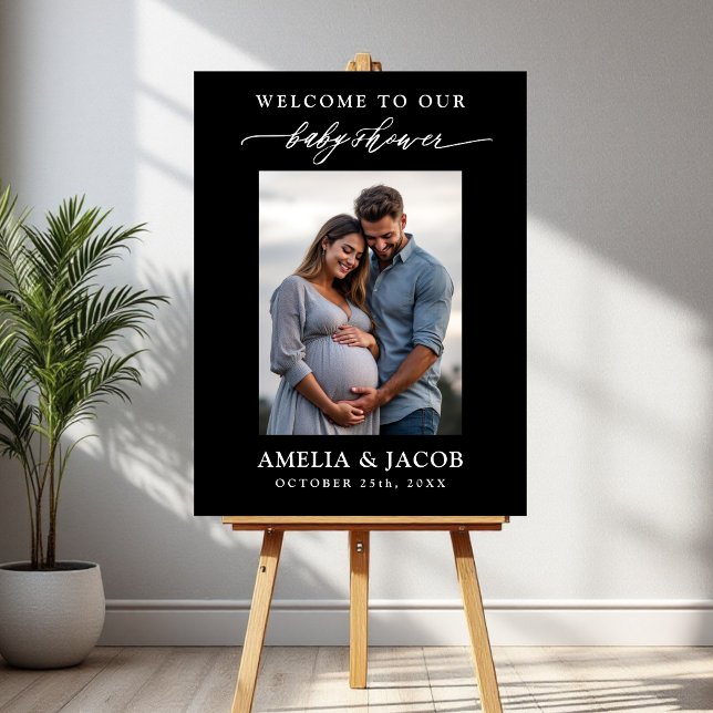 Personalized Couples Minimalist Photo Baby Shower Foam Board (Creator Uploaded)