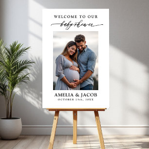 Personalized Couples Minimalist Photo Baby Shower Foam Board