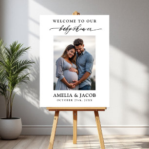 Personalized Couples Minimalist Photo Baby Shower Foam Board