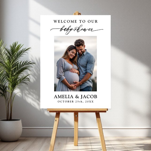 Personalized Couples Minimalist Photo Baby Shower Foam Board (Creator Uploaded)
