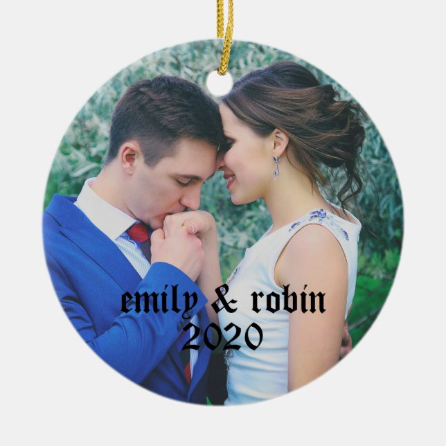 Personalized Couple's Monogram Photo Ornament (Front)