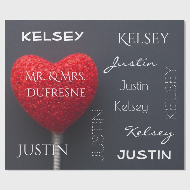 Personalized Couple's Name Wrapping Paper (Flat)