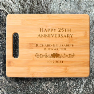 Personalized Couple's Names 25th Anniversary Gift Engraved Cutting Board