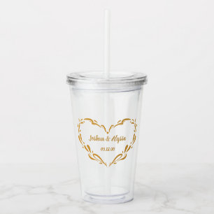 Personalized Couple's Names Elegant Gold Heart Acrylic Tumbler