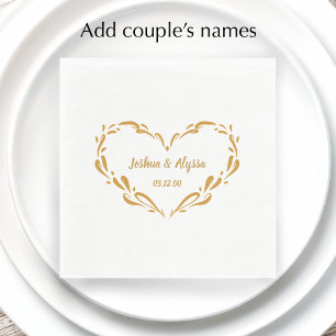 Personalized Couple's Names Elegant Gold Heart Napkins