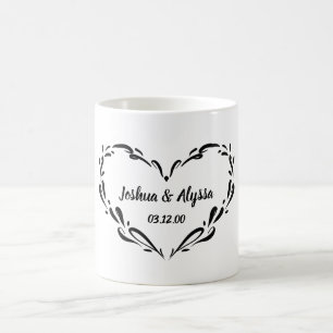 Personalized Couple's Names Elegant Heart Gift Coffee Mug