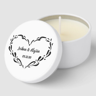 Personalized Couples Names Elegant Heart Wedding   Mini Candle Favors