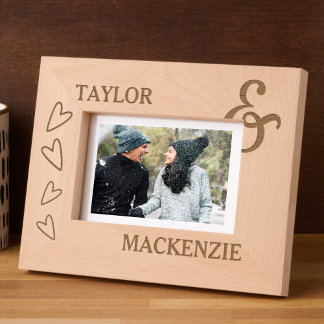 Personalized Couples Names Hearts and Ampersand  Engraved Frames