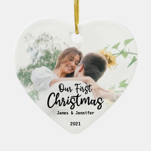 Personalized Couples Our First Christmas Ceramic Ornament