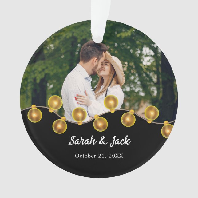 Personalized Couples Phot Wedding Christmas gift Ornament (Front)