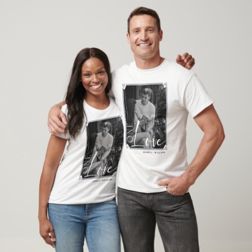 Personalized couples photo frame and text  T_Shirt