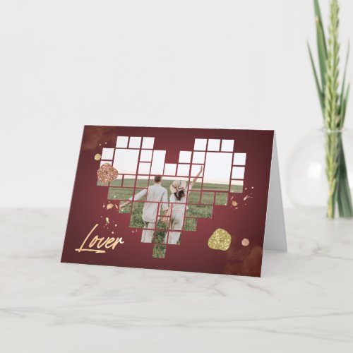 Personalized couples photo in a heart frame holid holiday card