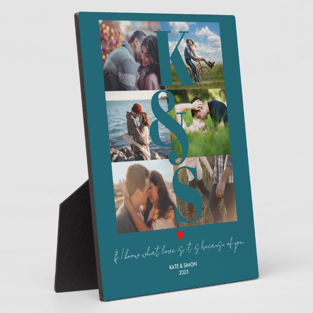 Personalized Couples Photo Love Monogrammed Plaque (Side)