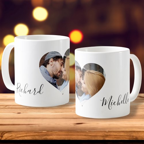 Personalized Couples Photo Name Valentines Day Coffee Mug