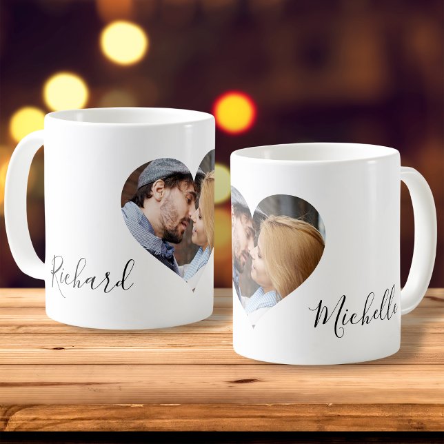 Personalized Couples Photo Name Valentines Day Coffee Mug (Creator Uploaded)