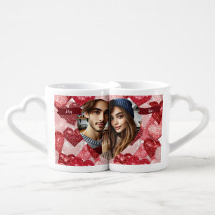 Personalized Couples photo/ name Valentine's Day Coffee Mug Set